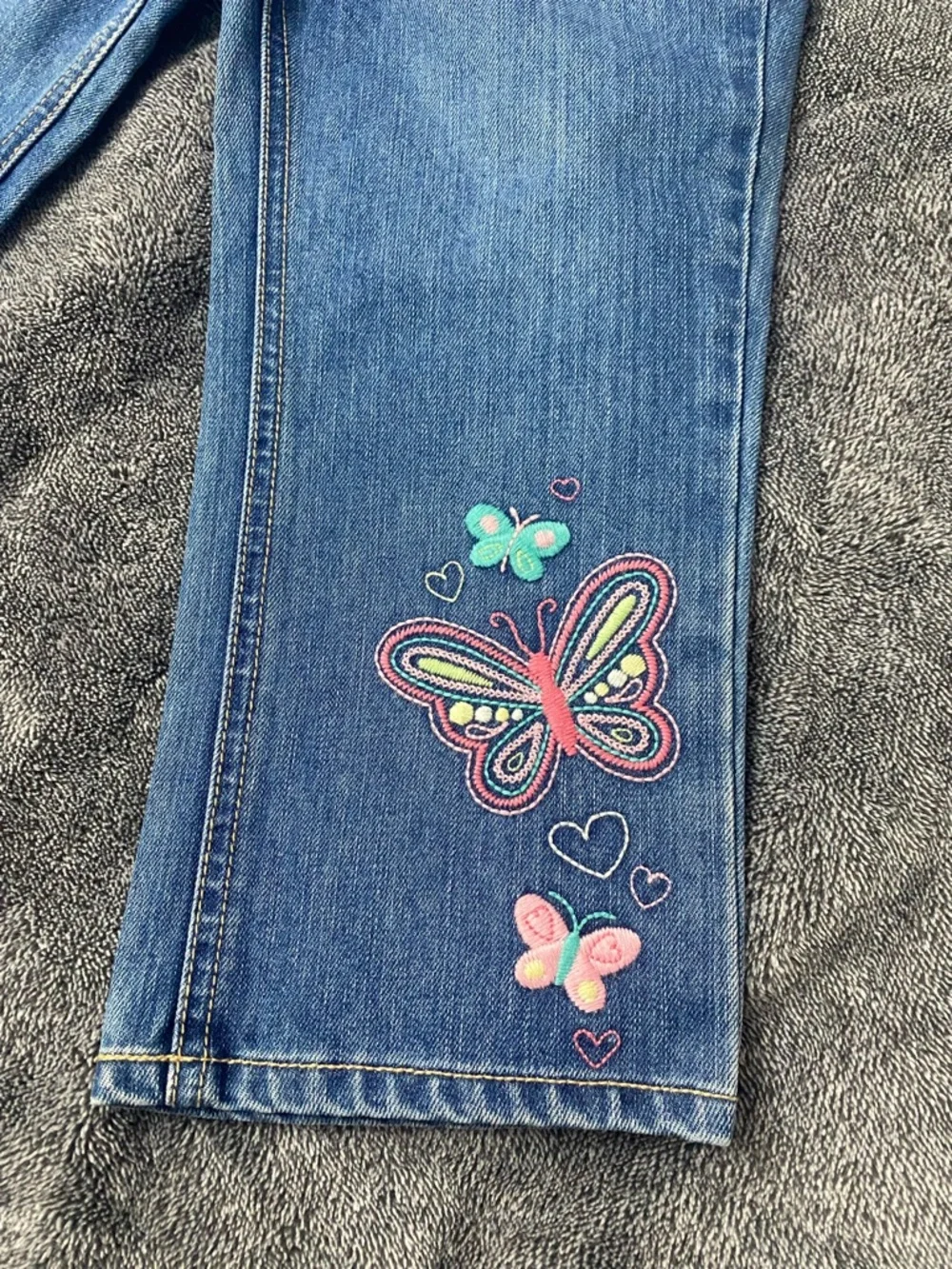 NWT OshKosh B'gosh Girls Butterfly Embroidered Denim Capris Bow Pockets Y2K SZ 8